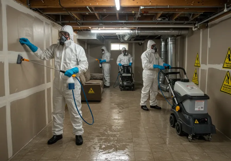 Basement Moisture Removal and Structural Drying process in Mogadore, OH